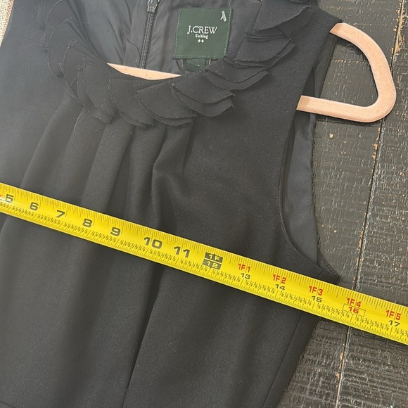 J. Crew Suiting Black Sheath Dress Ruffle Neck Wool Blend size 0 - Picture 9 of 12
